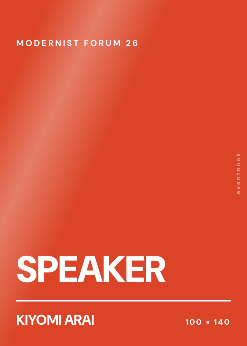 100 × 140 mm PVC card badge: red poster-style speaker badge with large SPEAKER lettering and attendee name