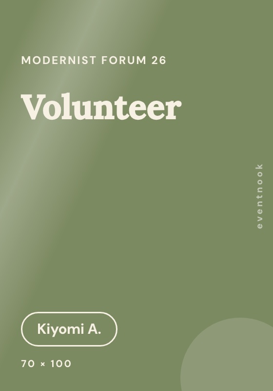 70 × 100 mm PVC card badge: olive-green volunteer badge with name